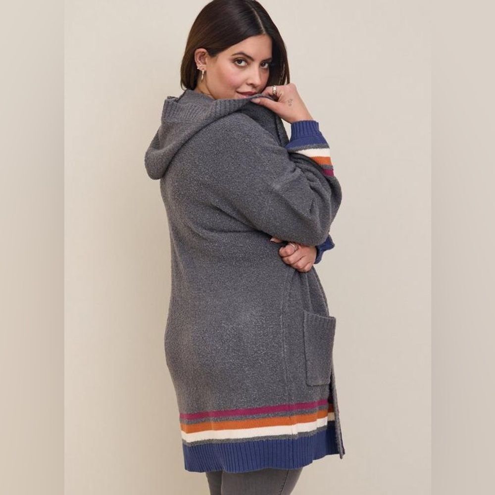 Torrid Comfy Oversized Knit Boho Autumn Hooded Open Front Cardigan Sweater 2X